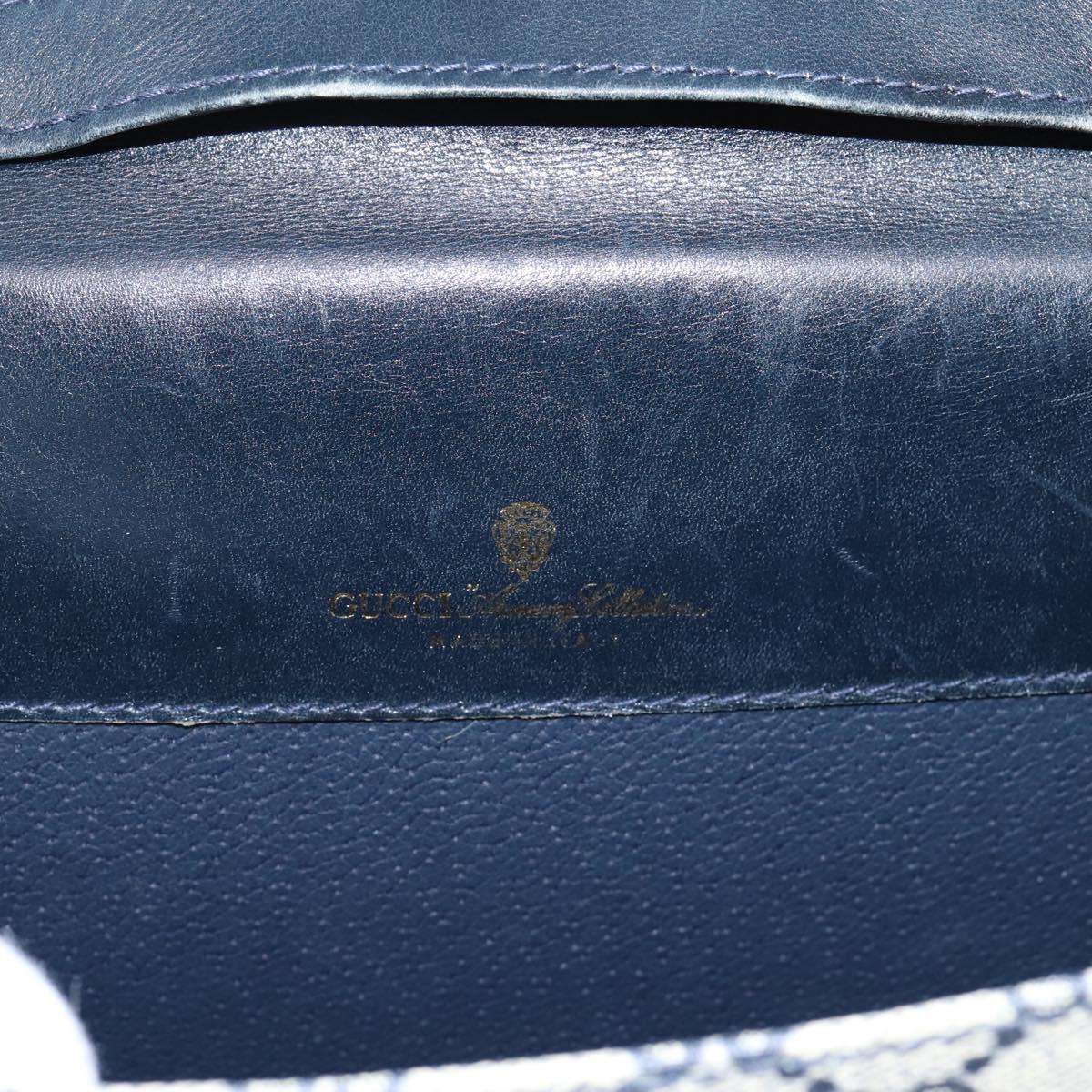 GUCCI GG Supreme Sherry Line Shoulder Bag PVC Navy Gold Auth INZ082