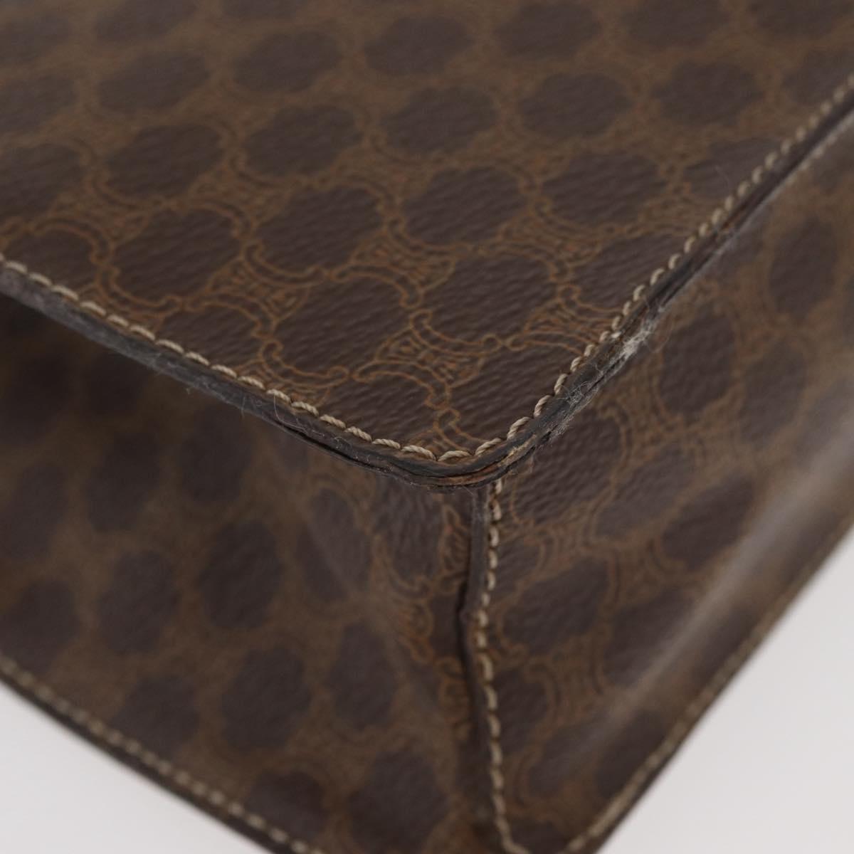 CELINE Macadam Canvas Medallion Hand Bag PVC Leather Brown Gold Auth INZ093A