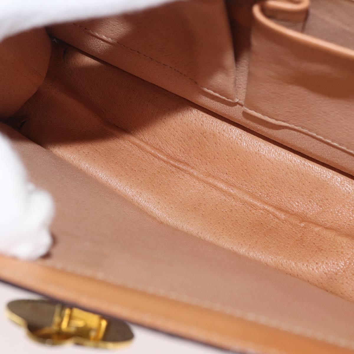 CELINE Macadam Canvas Medallion Hand Bag PVC Leather Brown Gold Auth INZ093A