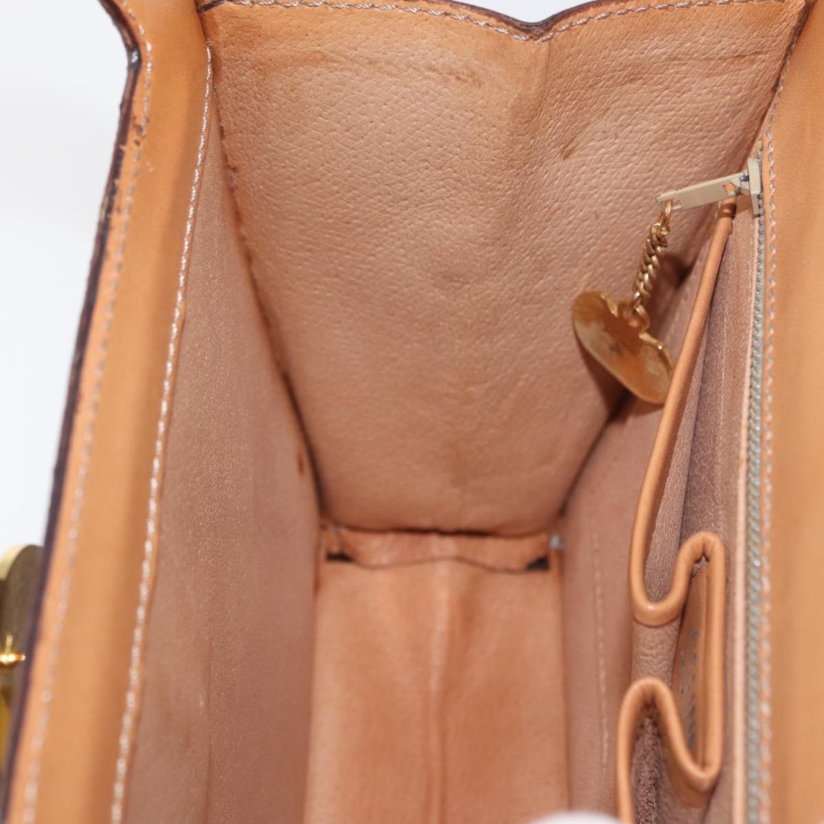 CELINE Macadam Canvas Medallion Hand Bag PVC Leather Brown Gold Auth INZ093A