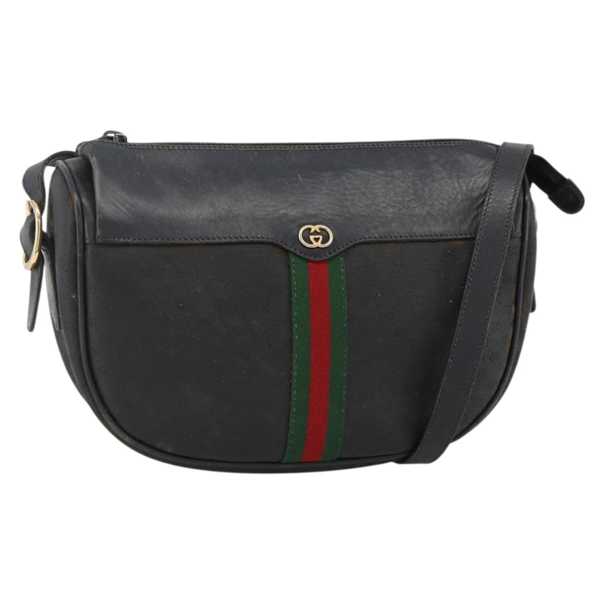GUCCI Micro GG Supreme Web Sherry Line Bag PVC Black 001 115 4001 Auth INZ097