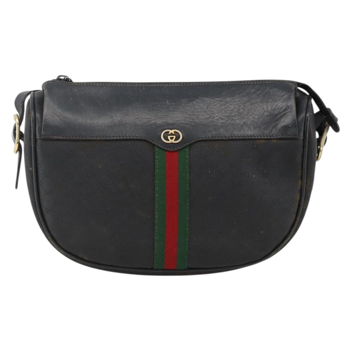 GUCCI Micro GG Supreme Web Sherry Line Bag PVC Black 001 115 4001 Auth INZ097