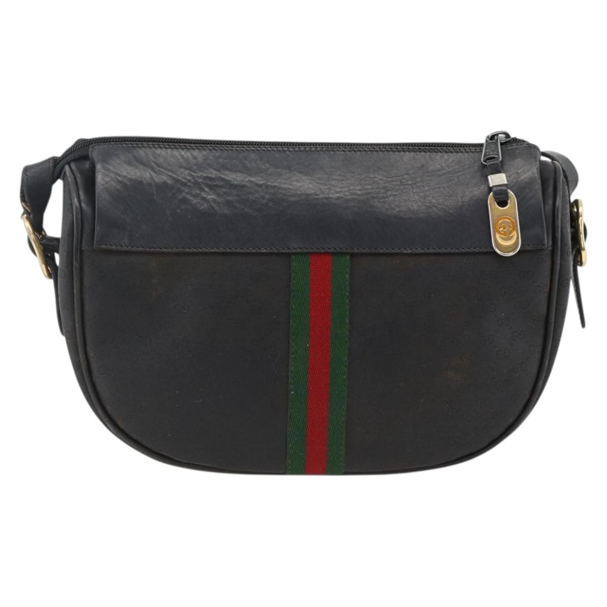 GUCCI Micro GG Supreme Web Sherry Line Bag PVC Black 001 115 4001 Auth INZ097
