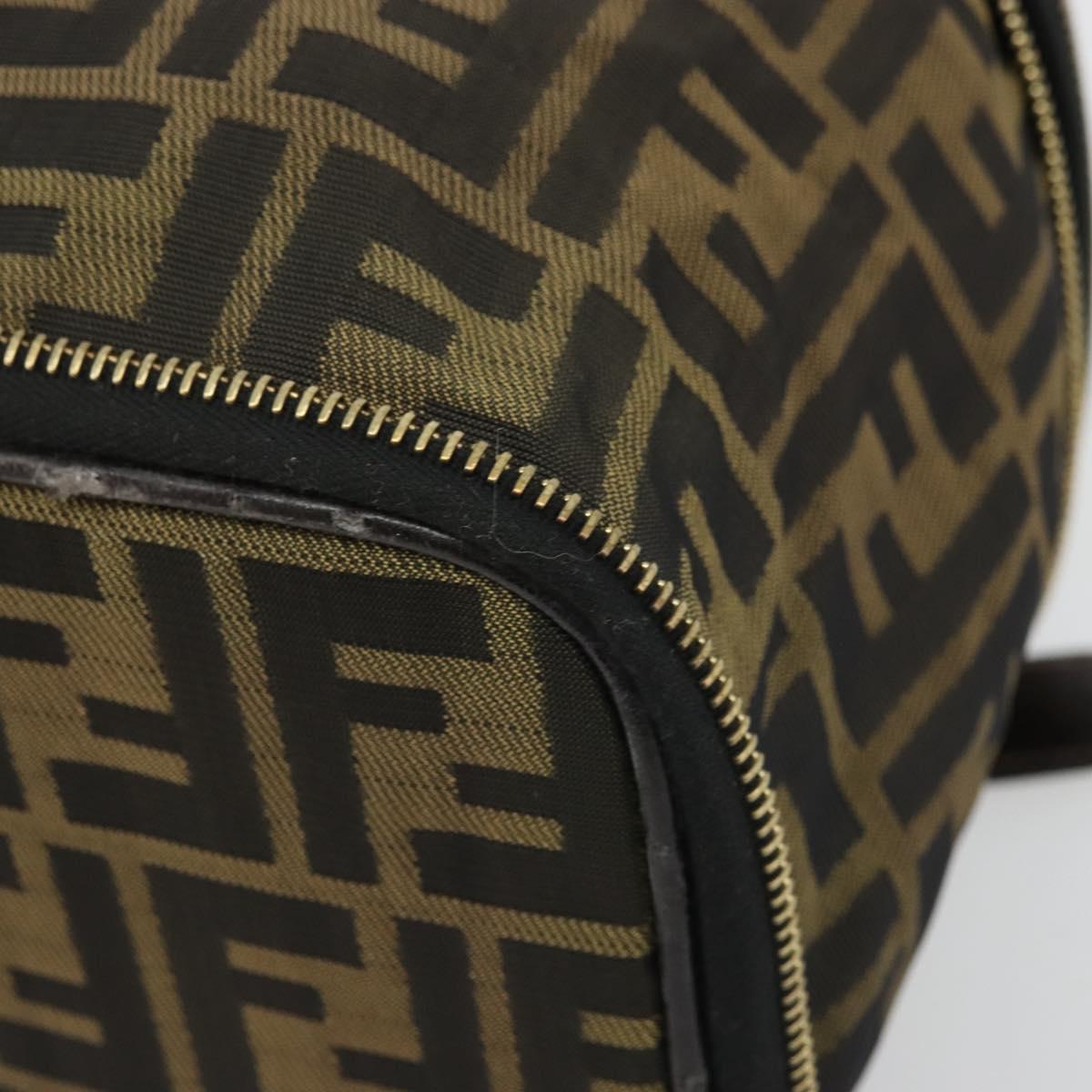 FENDI Zucca Canvas Vanity Hand Bag Brown Black Auth INZ107