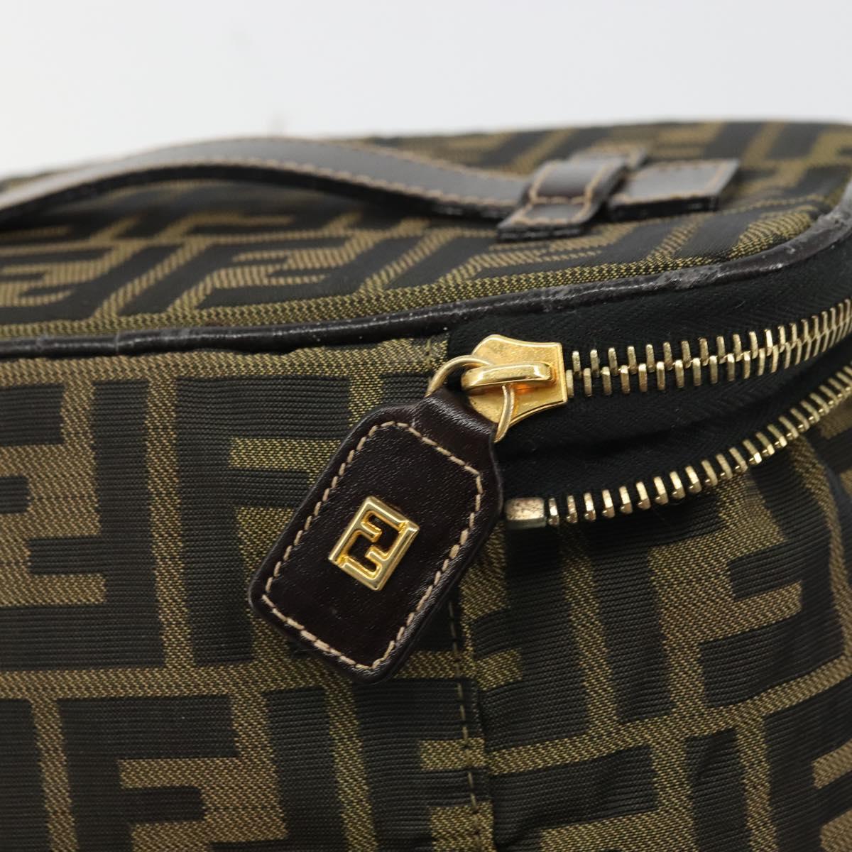FENDI Zucca Canvas Vanity Hand Bag Brown Black Auth INZ107