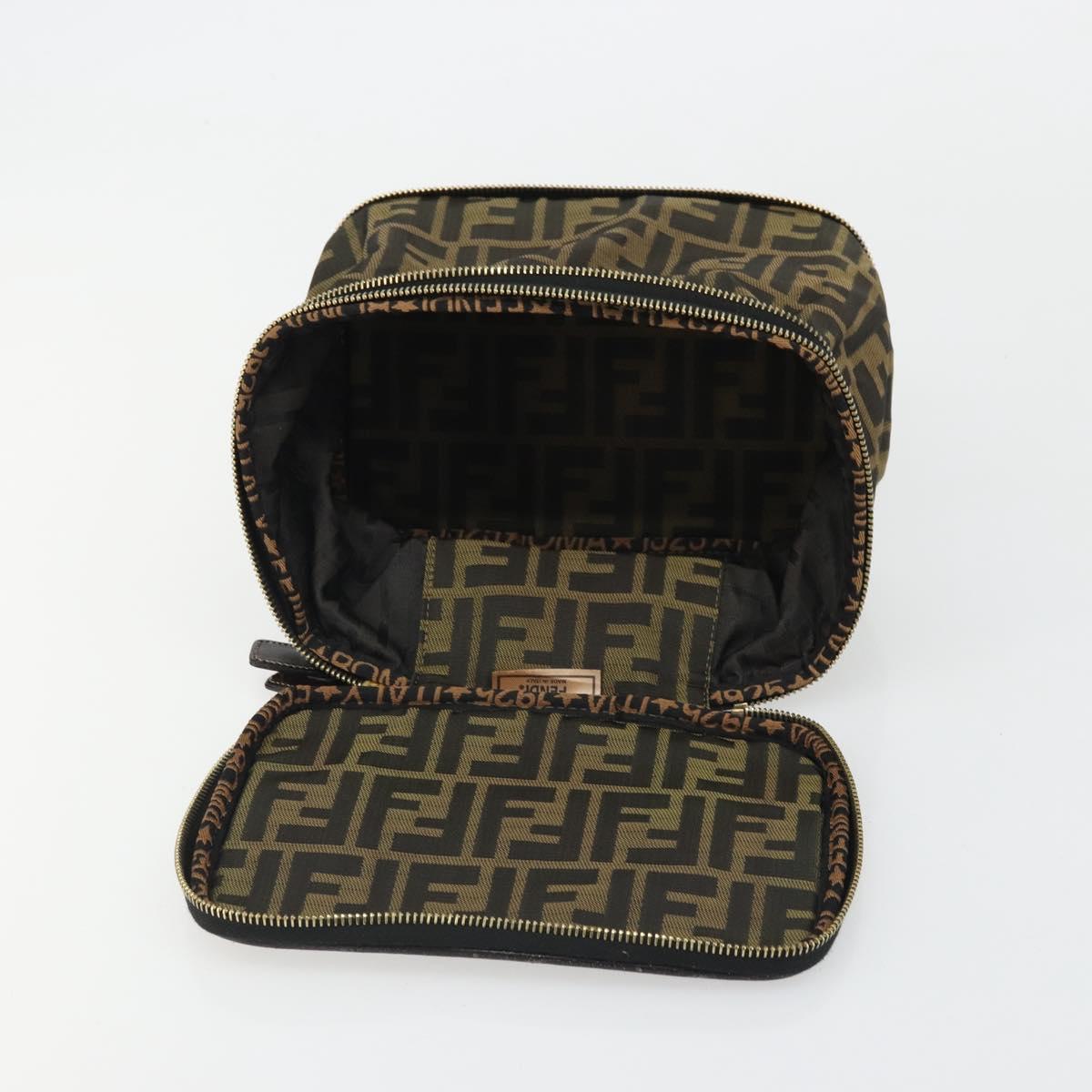 FENDI Zucca Canvas Vanity Hand Bag Brown Black Auth INZ107
