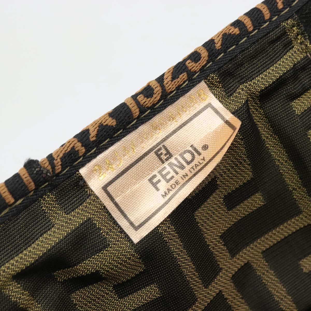 FENDI Zucca Canvas Vanity Hand Bag Brown Black Auth INZ107