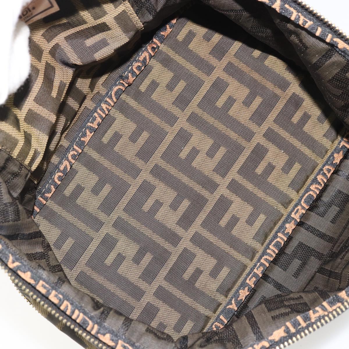 FENDI Zucca Canvas Vanity Hand Bag Brown Black Auth INZ107