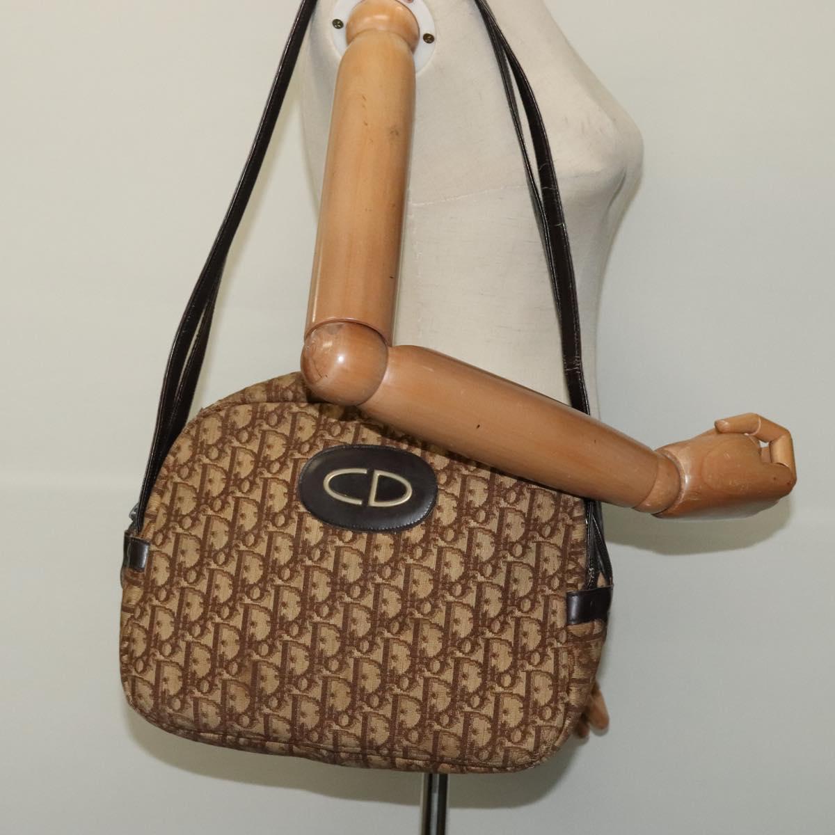 Christian Dior Trotter Canvas Shoulder Bag Brown Auth JB006