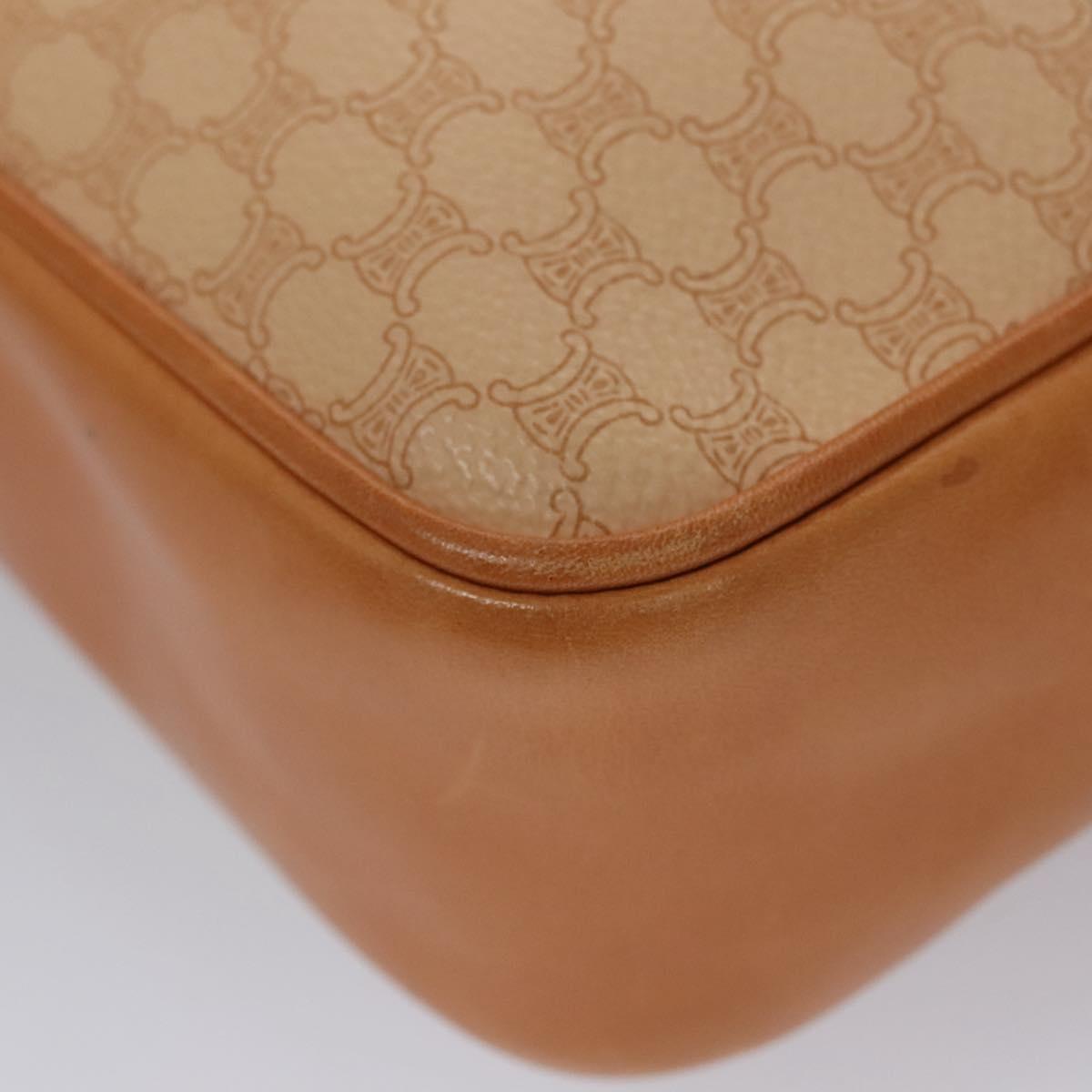 CELINE Macadam Canvas Hand Bag PVC Leather Beige Auth JB007