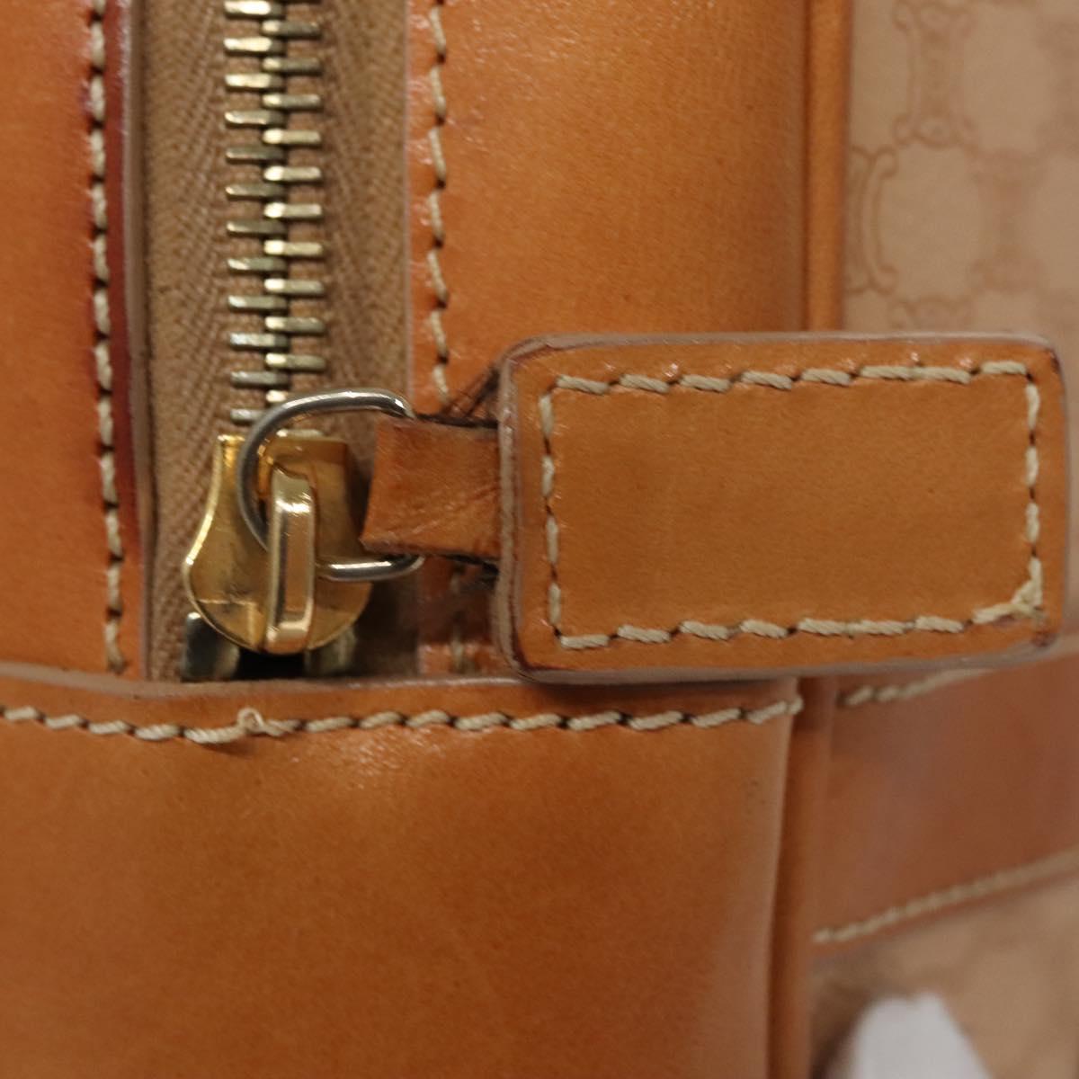 CELINE Macadam Canvas Hand Bag PVC Leather Beige Auth JB007