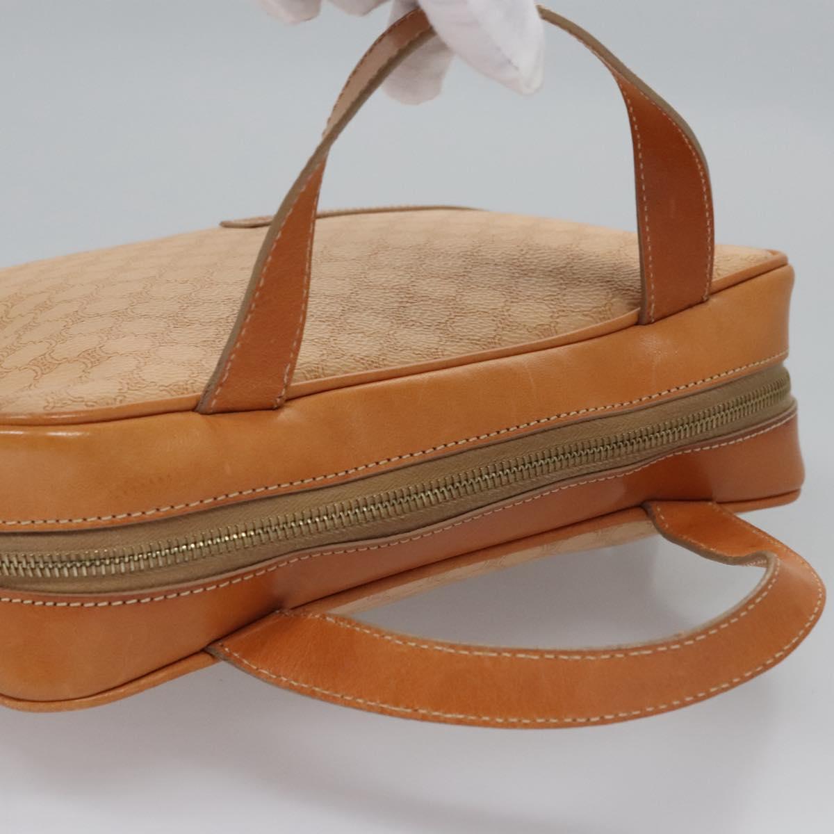 CELINE Macadam Canvas Hand Bag PVC Leather Beige Auth JB007