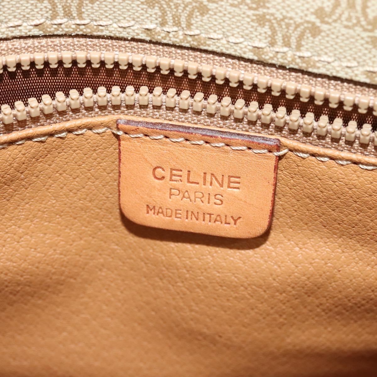 CELINE Macadam Canvas Shoulder Bag Beige Gold Auth JB008
