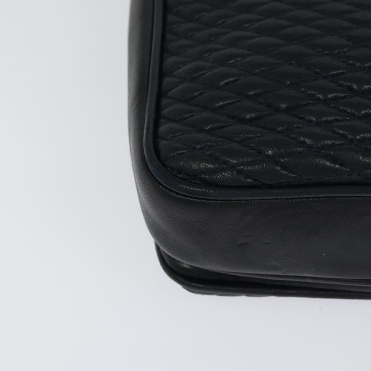 BALLY Quilted Chain Shoulder Bag Leather Black Gold Auth JB009