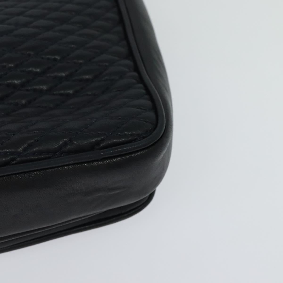 BALLY Quilted Chain Shoulder Bag Leather Black Gold Auth JB009