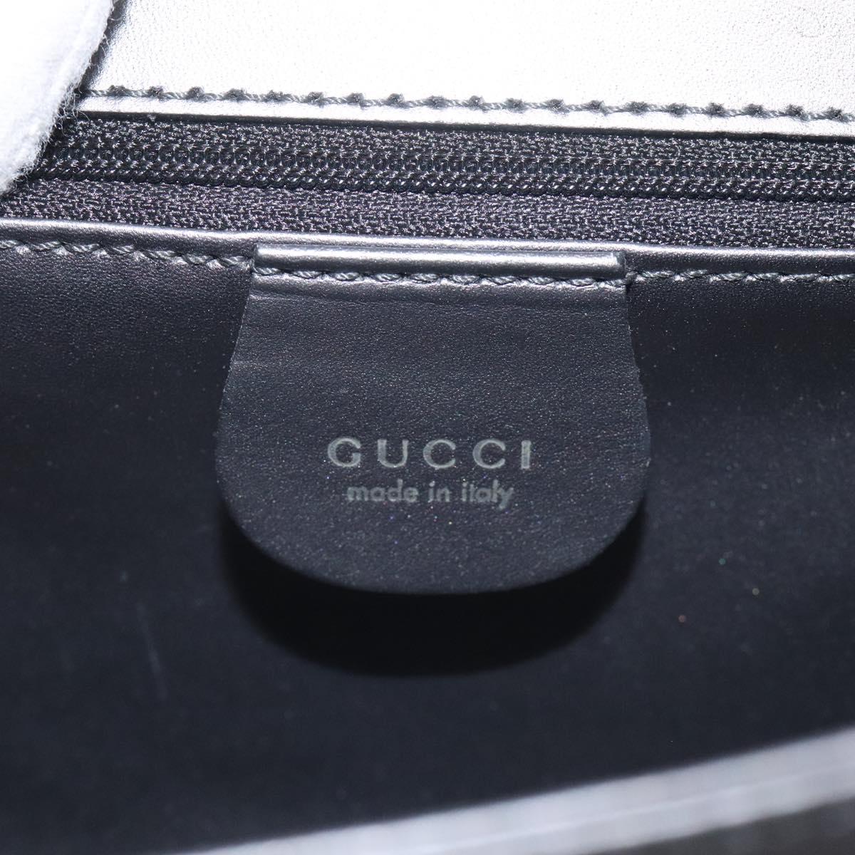 GUCCI Shoulder Bag Leather Gray Gold Auth JB010V