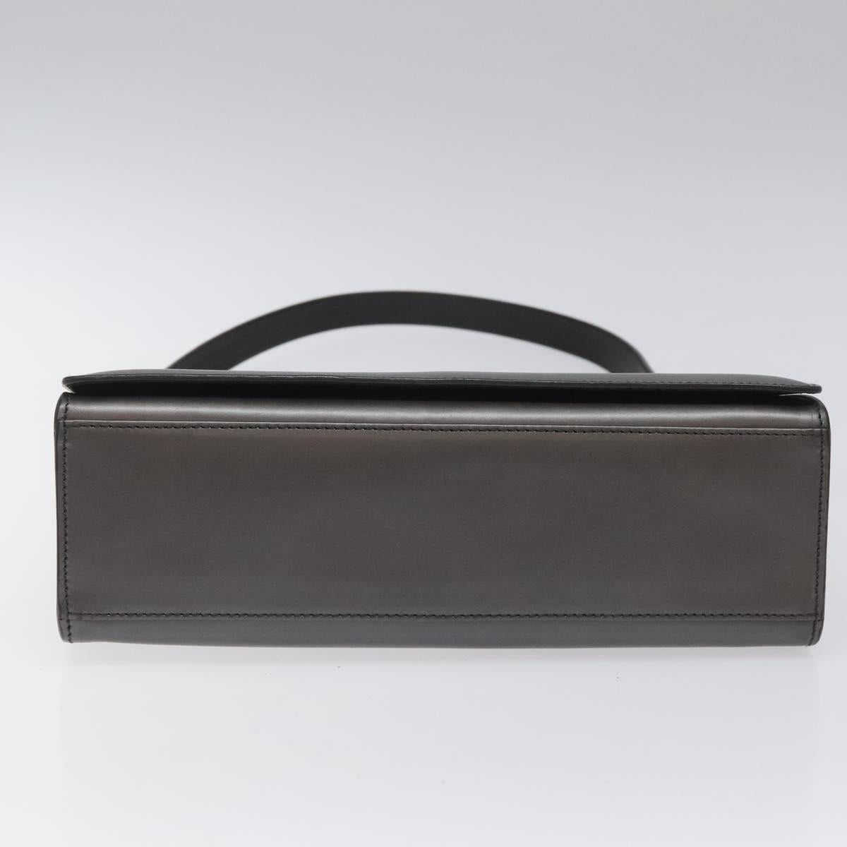 GUCCI Shoulder Bag Leather Gray Gold Auth JB010V