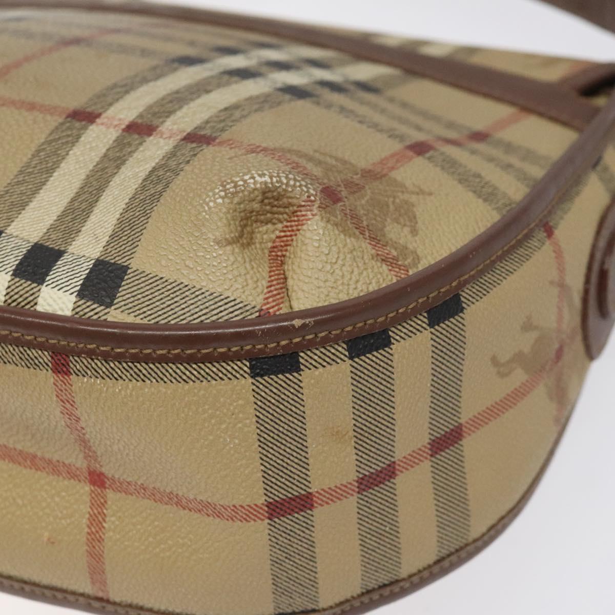 Burberrys Nova Check Shoulder Bag PVC Beige Gold Auth JB025