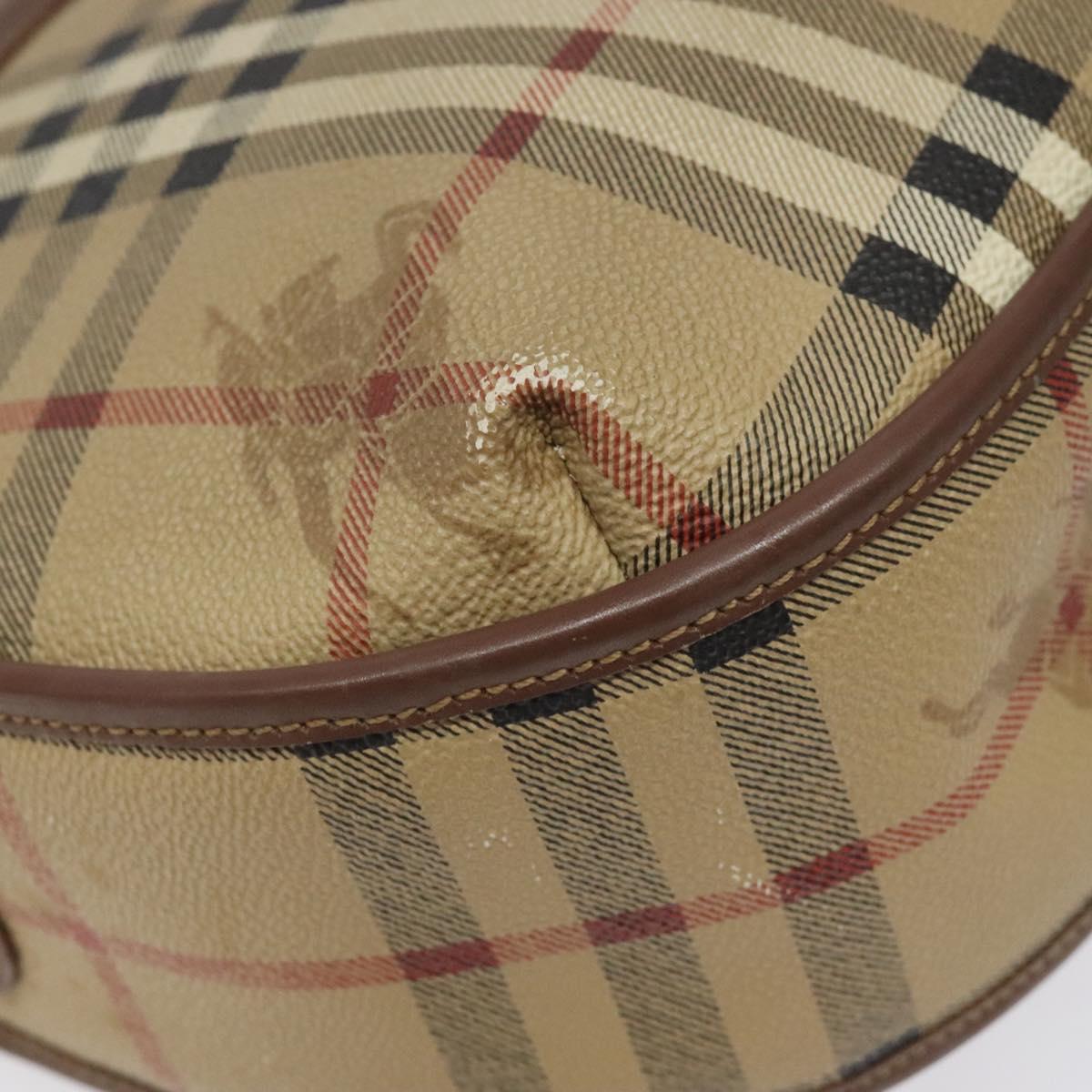 Burberrys Nova Check Shoulder Bag PVC Beige Gold Auth JB025