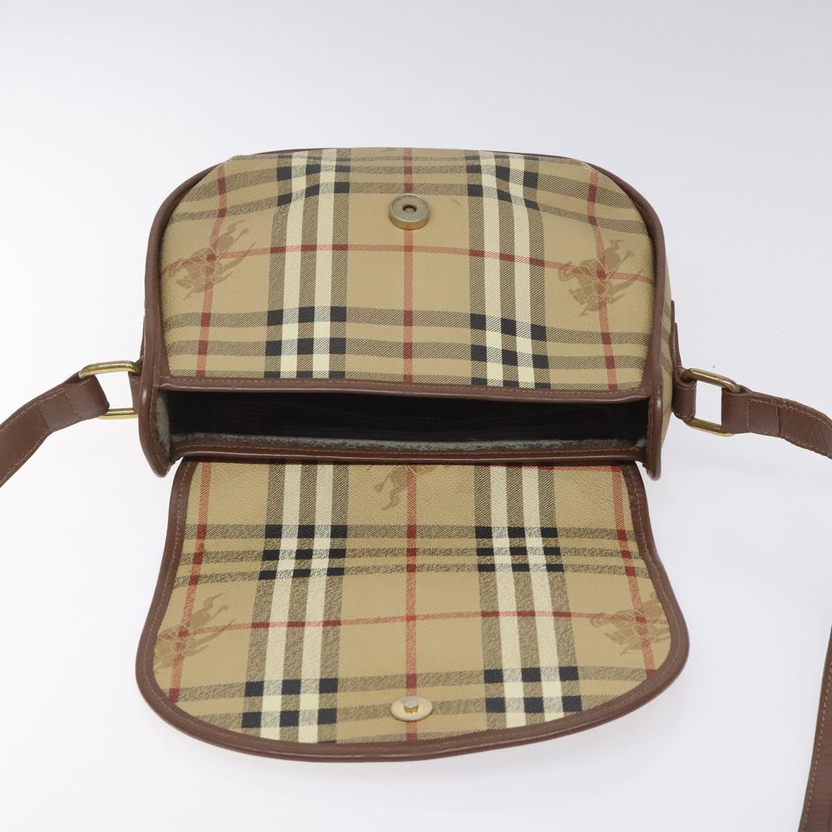 Burberrys Nova Check Shoulder Bag PVC Beige Gold Auth JB025