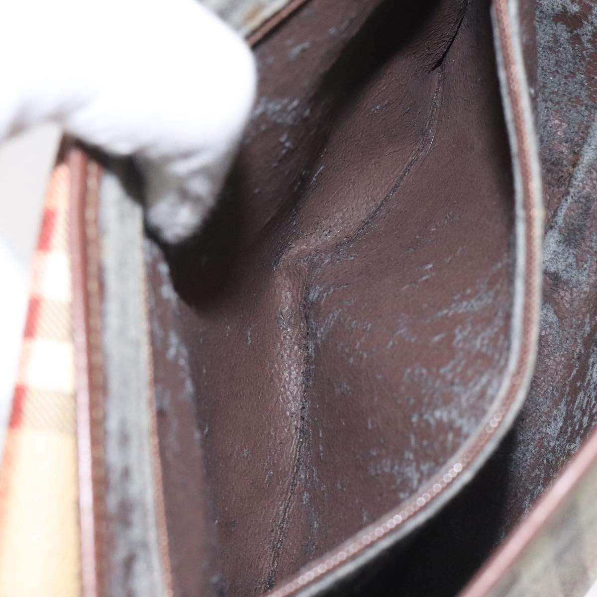 Burberrys Nova Check Shoulder Bag PVC Beige Gold Auth JB025