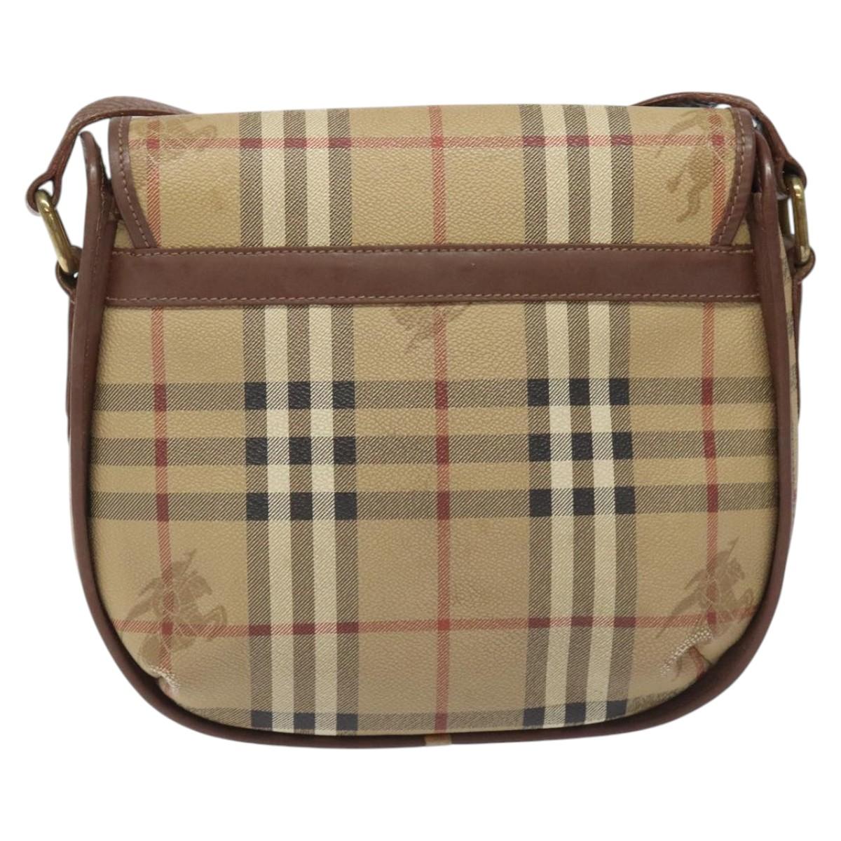 Burberrys Nova Check Shoulder Bag PVC Beige Gold Auth JB025