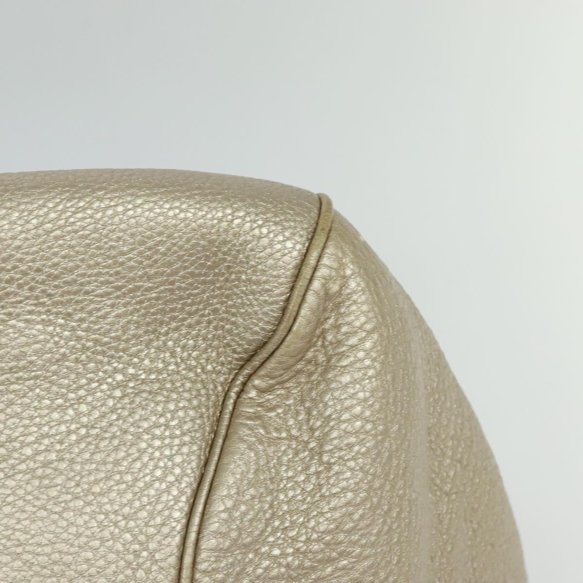 Salvatore Ferragamo Gancini Tote Bag Leather Silver Gold Auth JB034