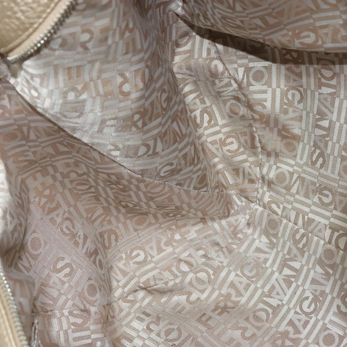 Salvatore Ferragamo Gancini Tote Bag Leather Silver Gold Auth JB034