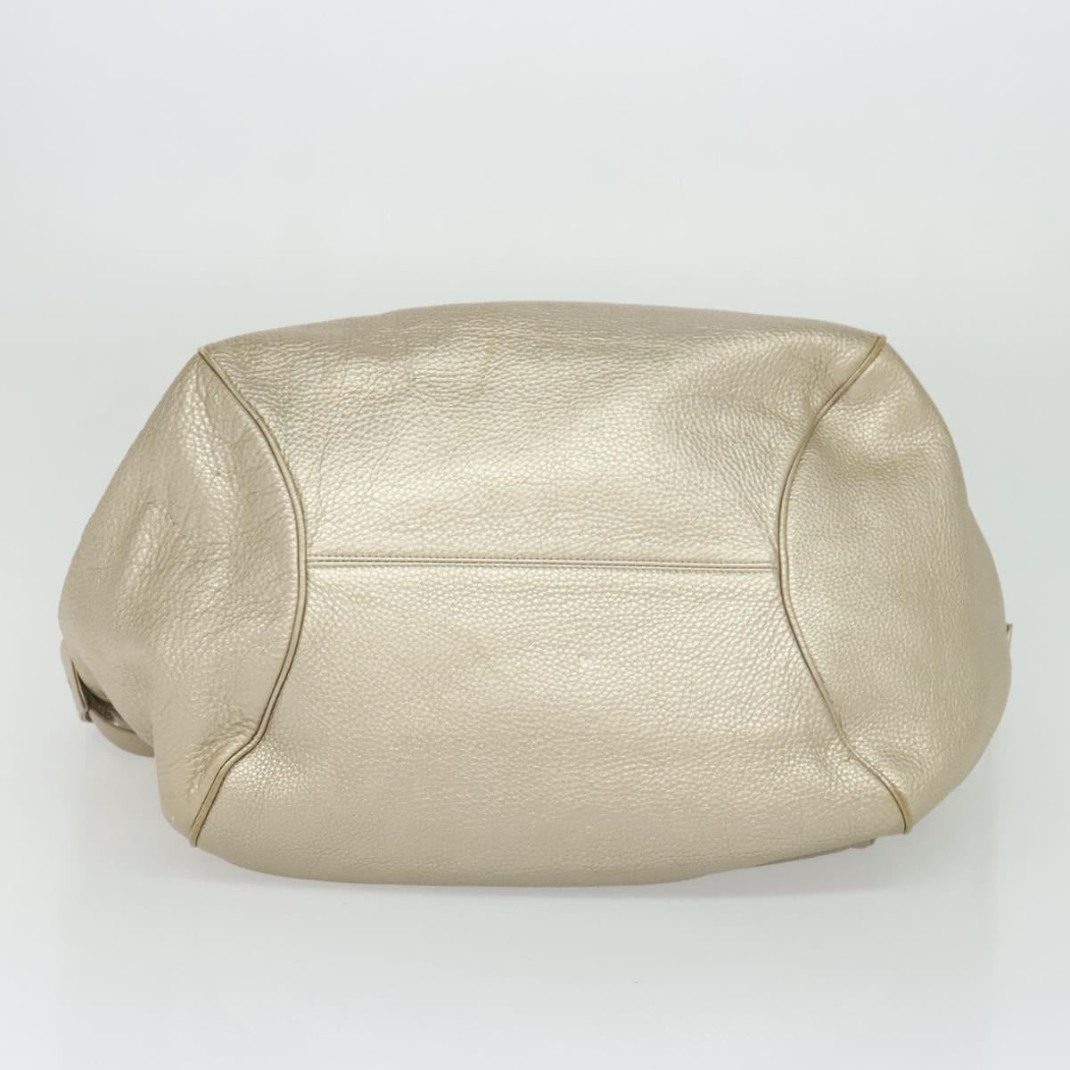 Salvatore Ferragamo Gancini Tote Bag Leather Silver Gold Auth JB034