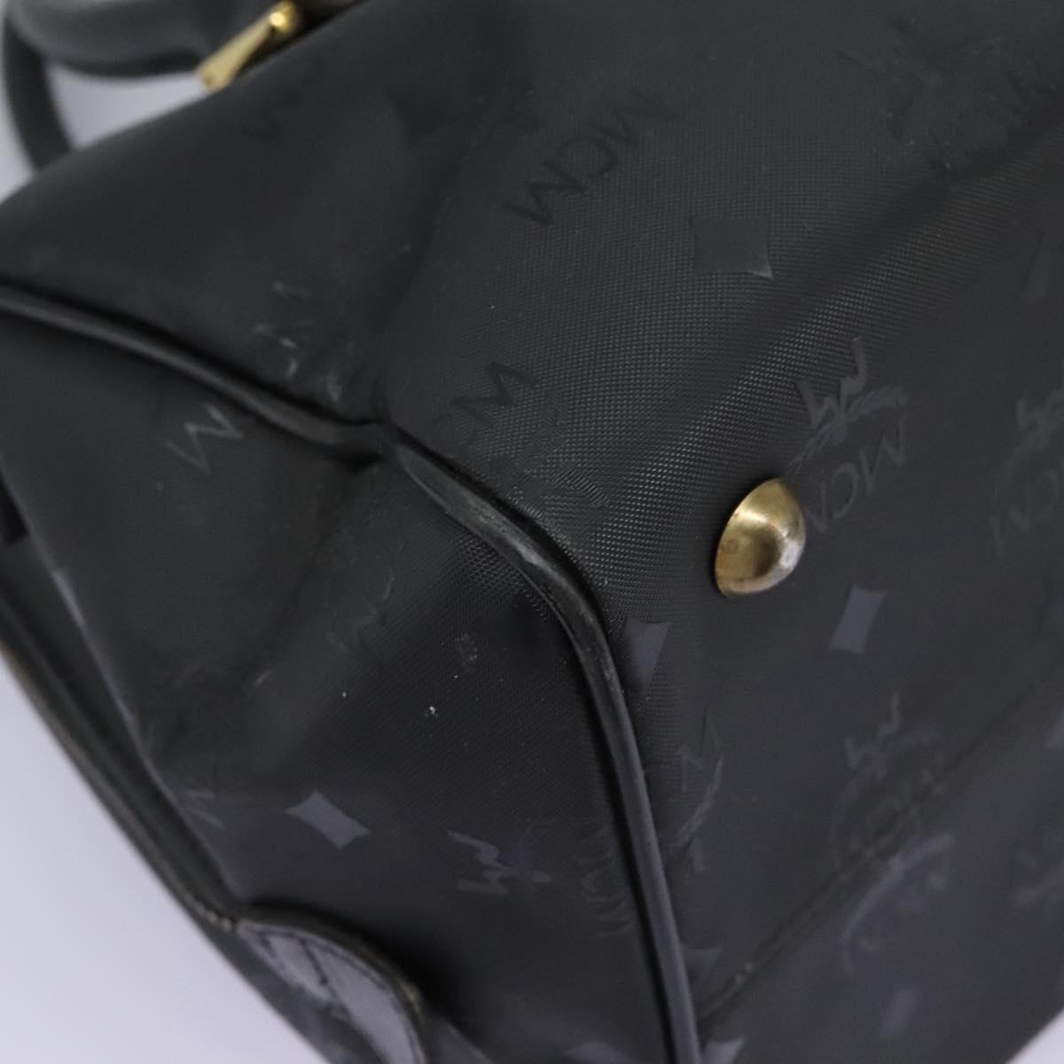 MCM Vicetos Logogram Hand Bag PVC 2way Black Gold Auth JB035