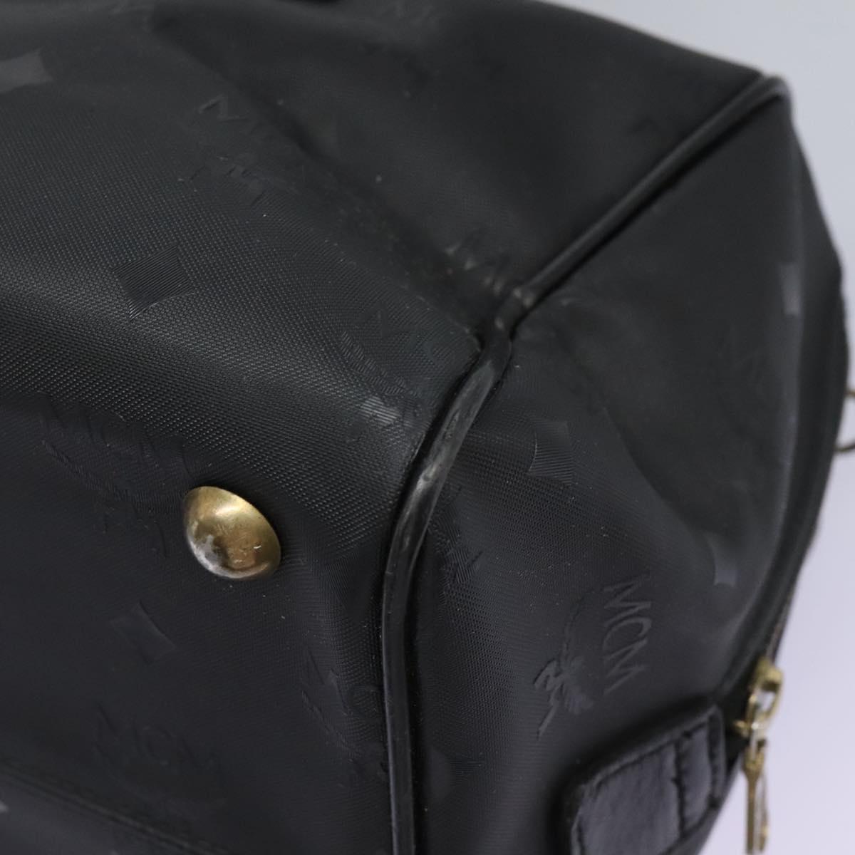 MCM Vicetos Logogram Hand Bag PVC 2way Black Gold Auth JB035