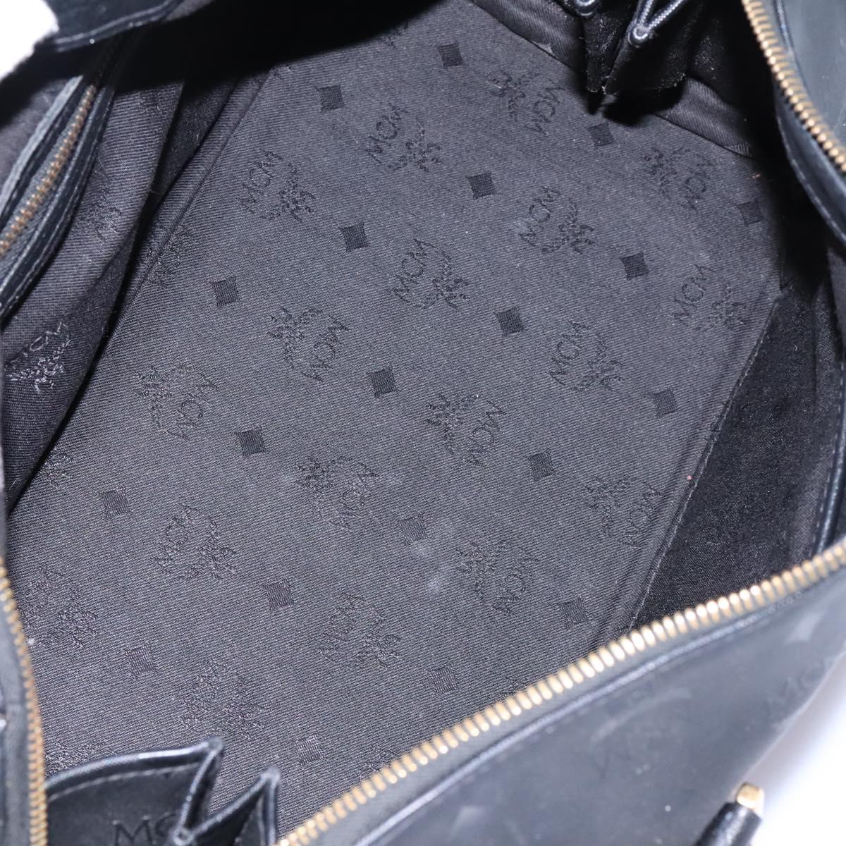 MCM Vicetos Logogram Hand Bag PVC 2way Black Gold Auth JB035