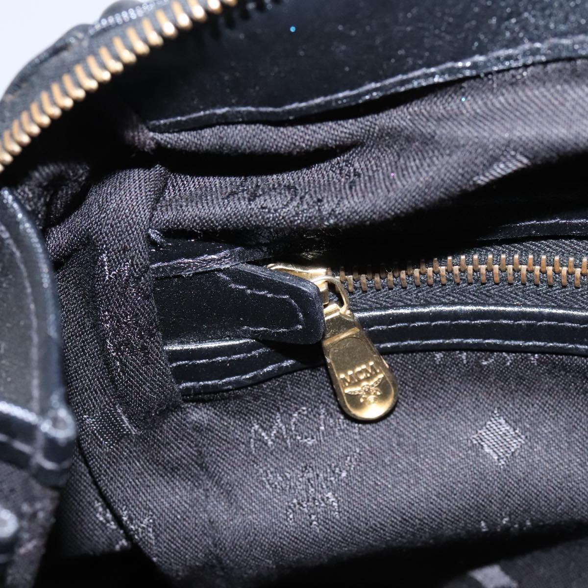 MCM Vicetos Logogram Hand Bag PVC 2way Black Gold Auth JB035