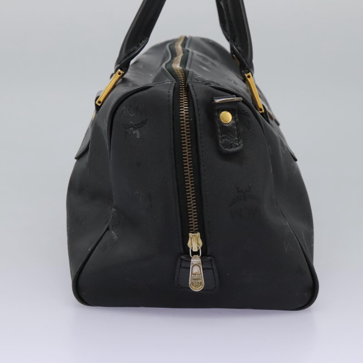 MCM Vicetos Logogram Hand Bag PVC 2way Black Gold Auth JB035