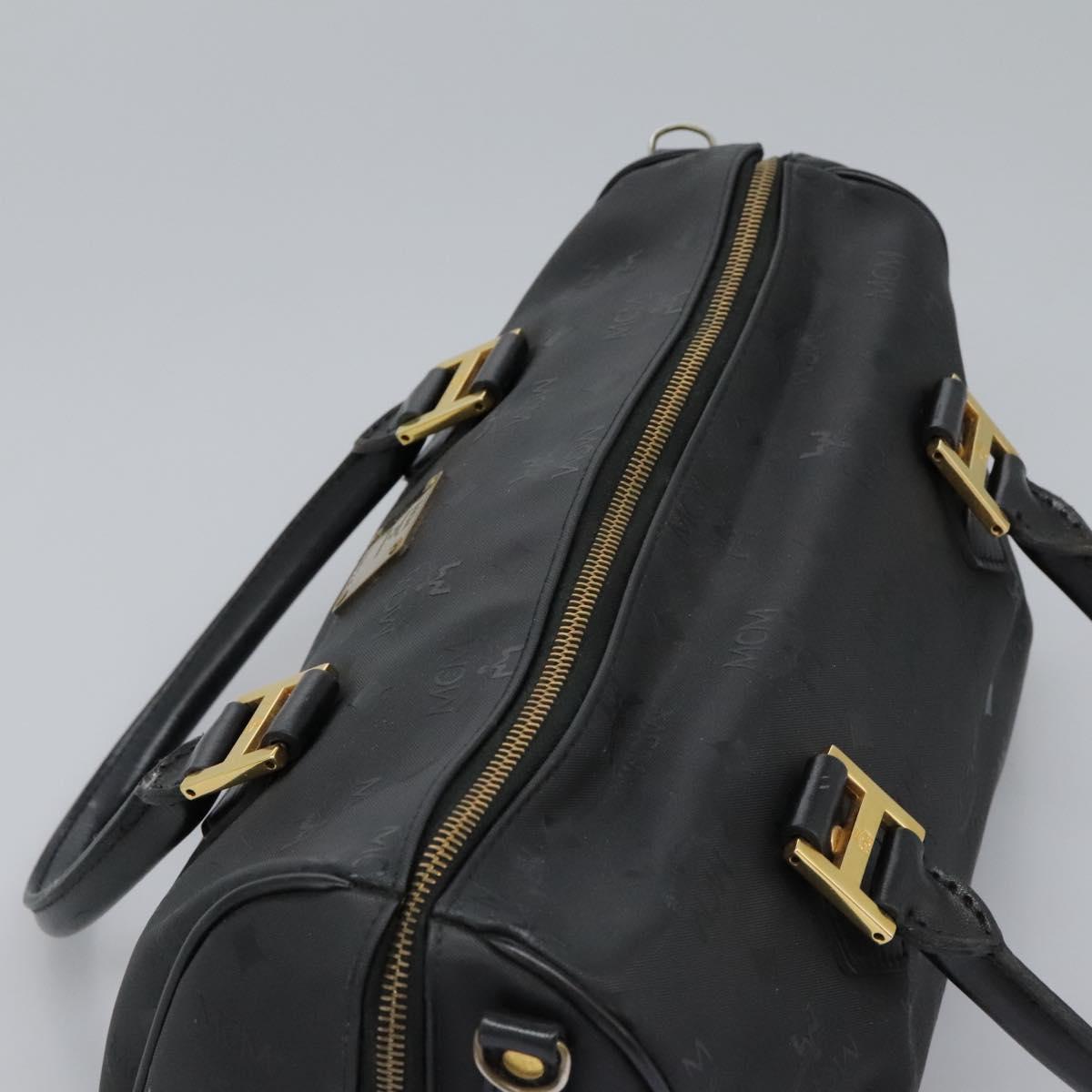 MCM Vicetos Logogram Hand Bag PVC 2way Black Gold Auth JB035