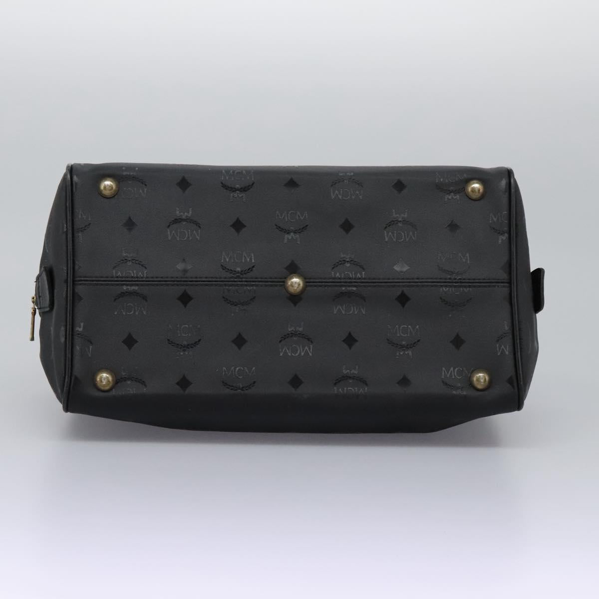 MCM Vicetos Logogram Hand Bag PVC 2way Black Gold Auth JB035