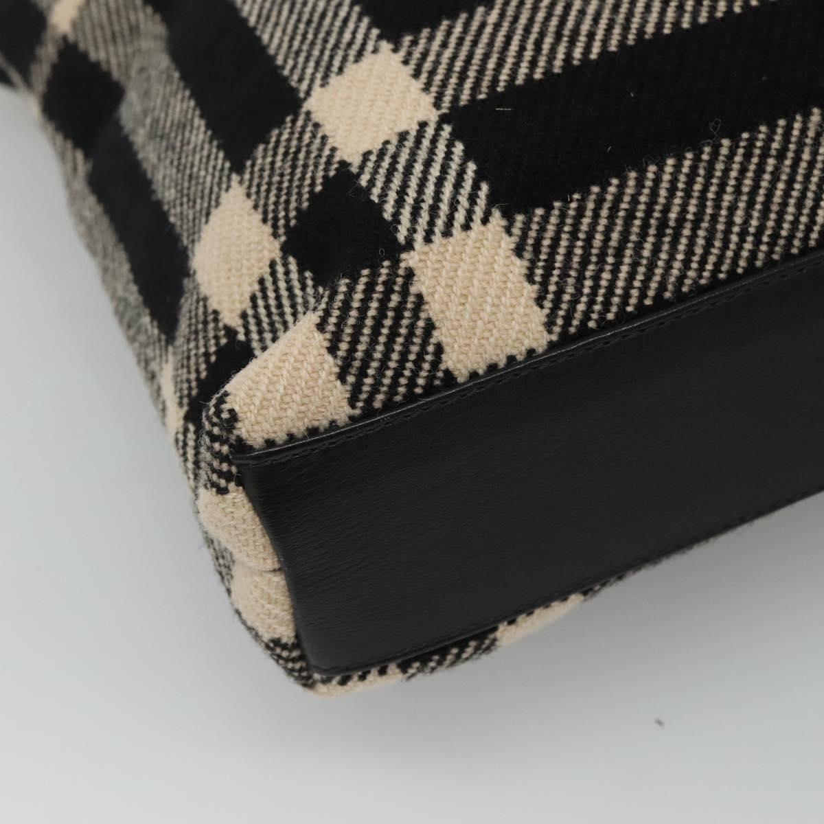 BURBERRY Nova Check Hand Bag Canvas Black Silver Auth JB054