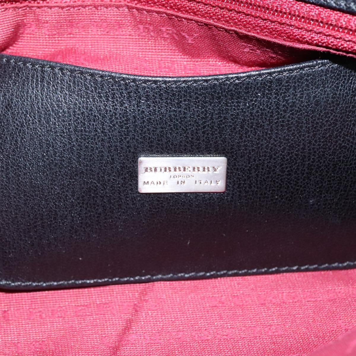 BURBERRY Nova Check Hand Bag Canvas Black Silver Auth JB054