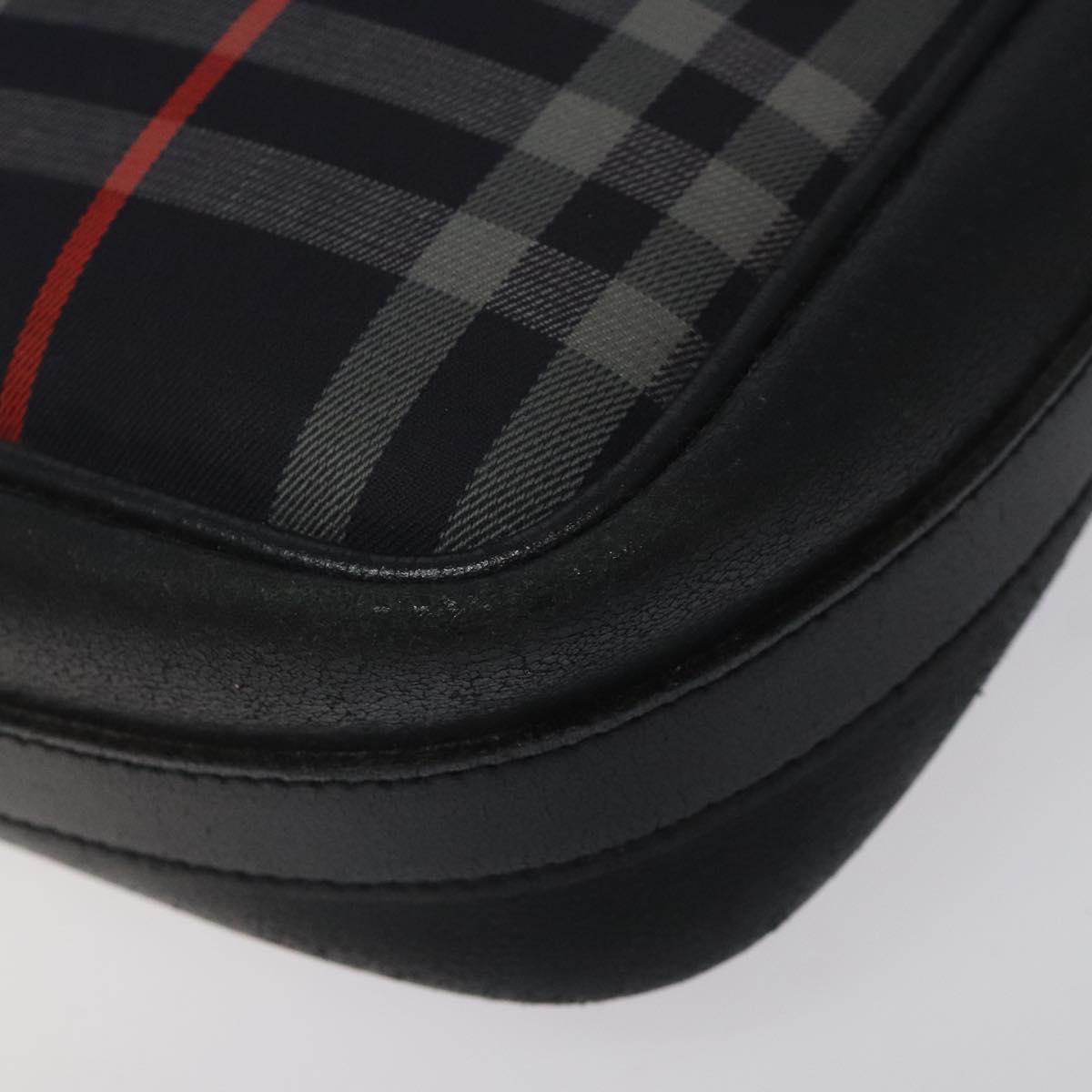 Burberrys Shoulder Bag Canvas Leather Navy Gold Auth JB067