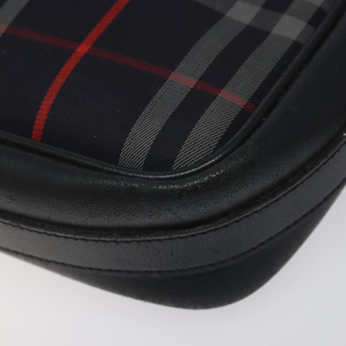 Burberrys Shoulder Bag Canvas Leather Navy Gold Auth JB067