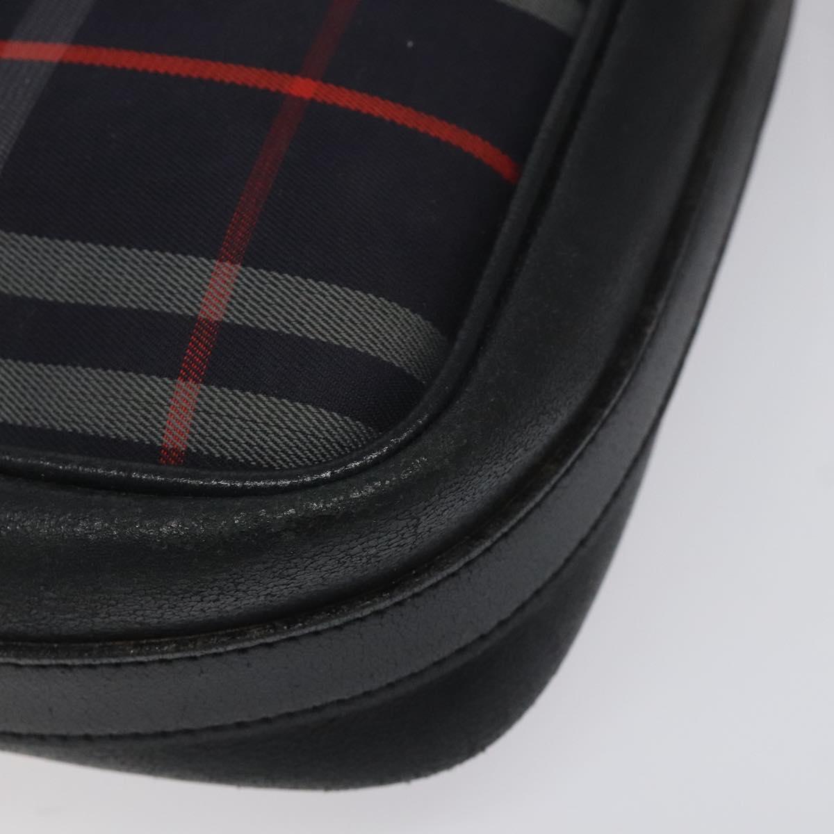 Burberrys Shoulder Bag Canvas Leather Navy Gold Auth JB067