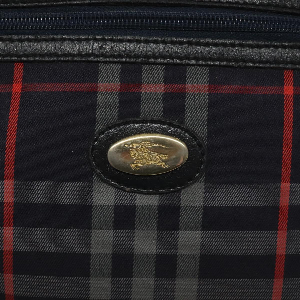 Burberrys Shoulder Bag Canvas Leather Navy Gold Auth JB067