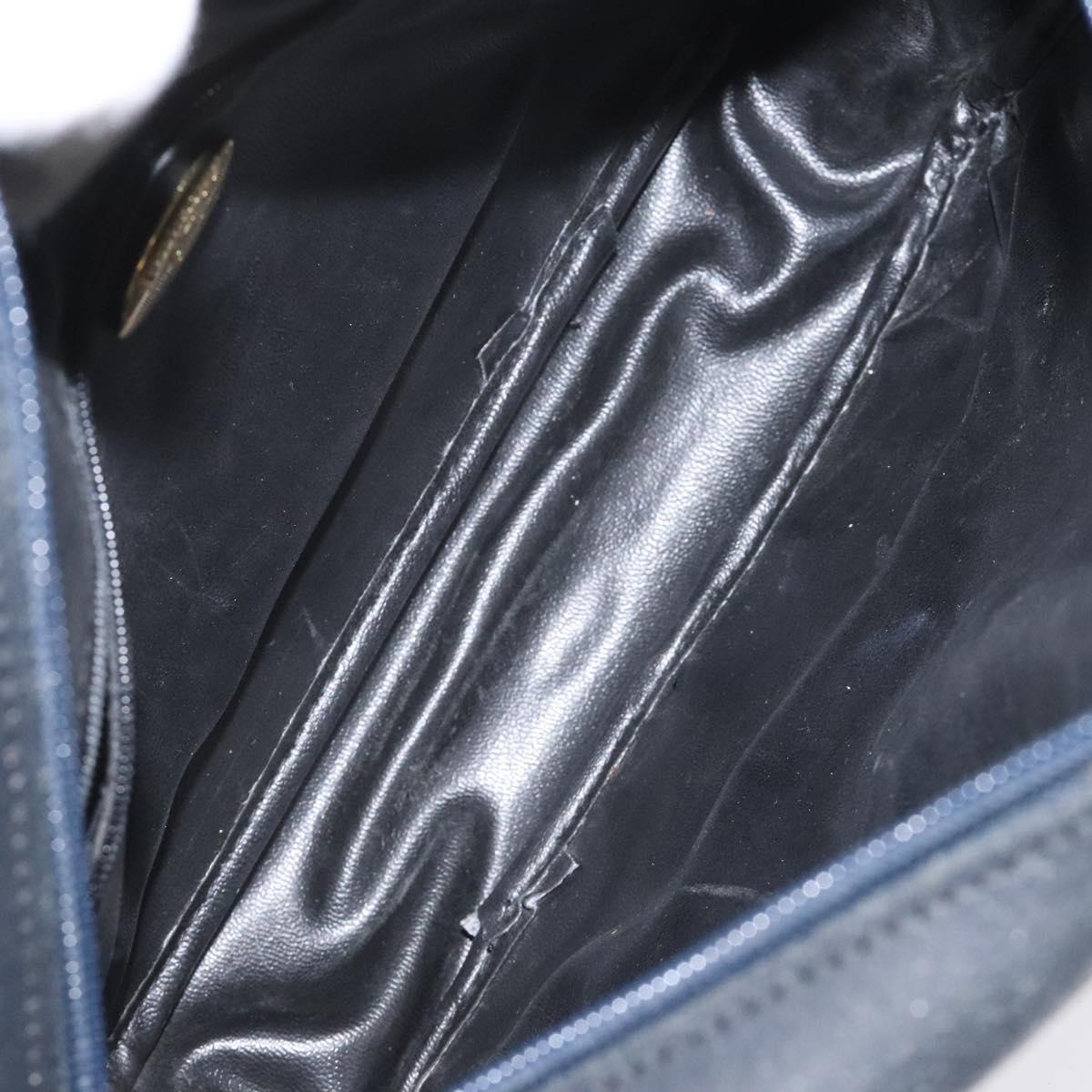 Burberrys Shoulder Bag Canvas Leather Navy Gold Auth JB067