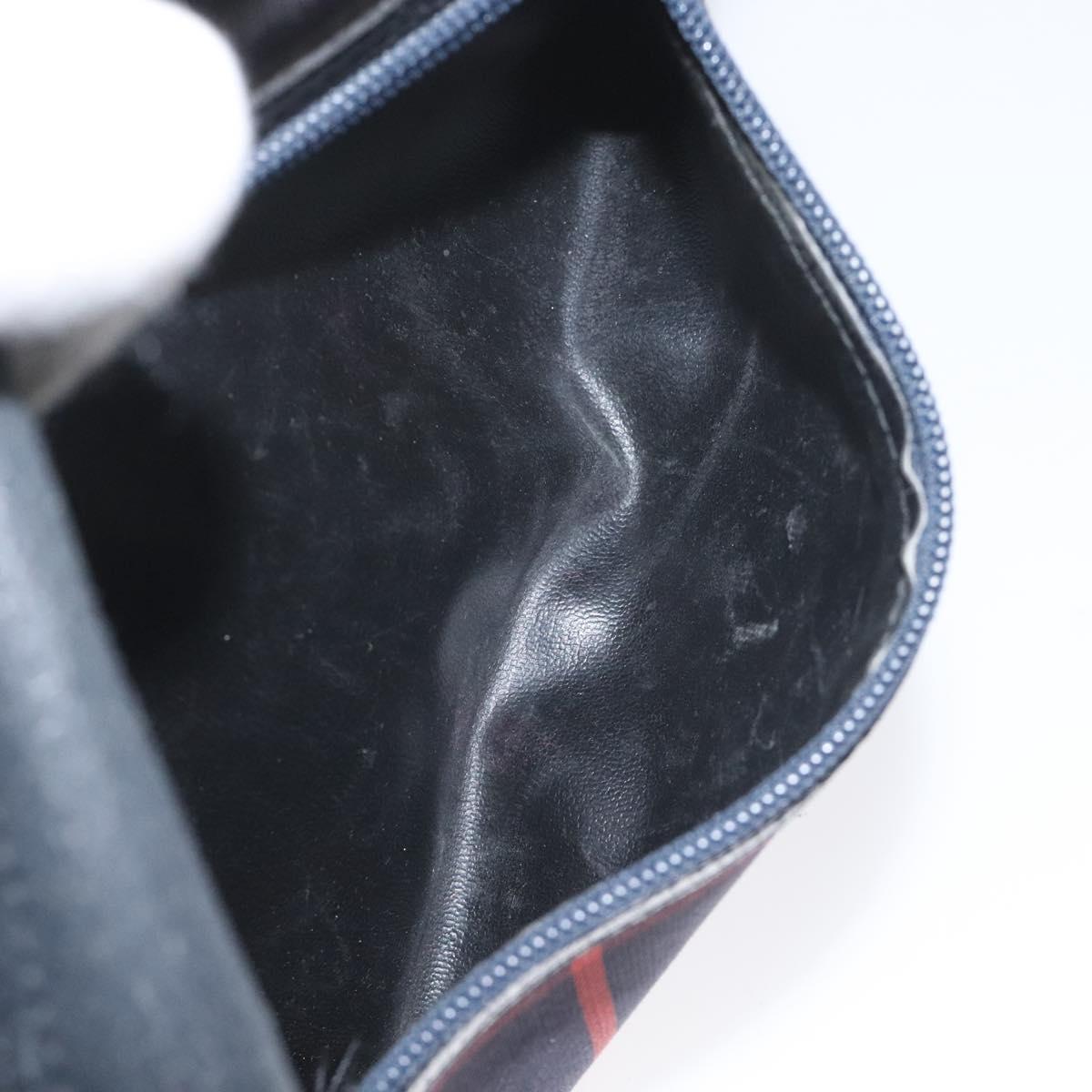 Burberrys Shoulder Bag Canvas Leather Navy Gold Auth JB067