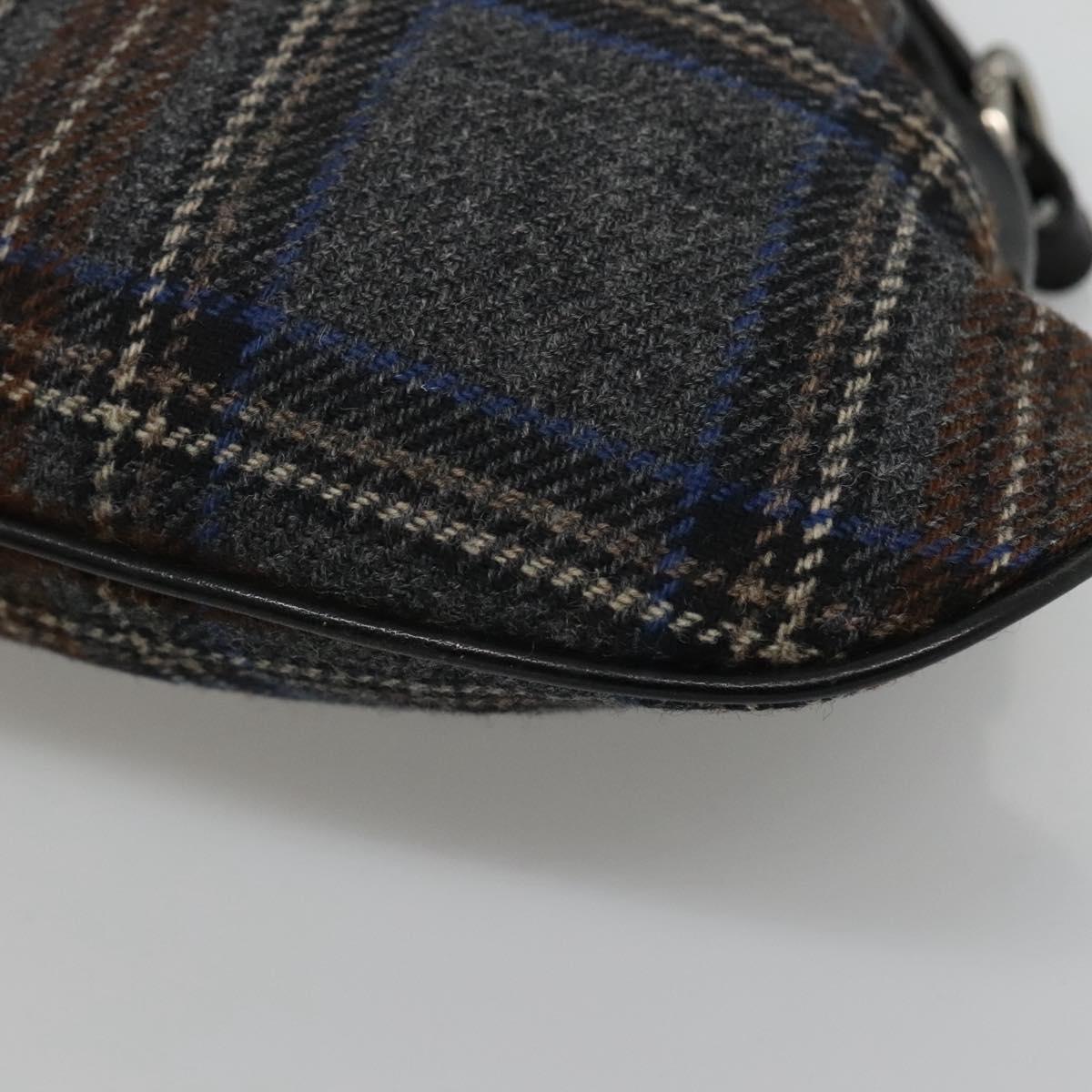 BURBERRY Nova Check Shoulder Bag Wool Navy Auth JB068