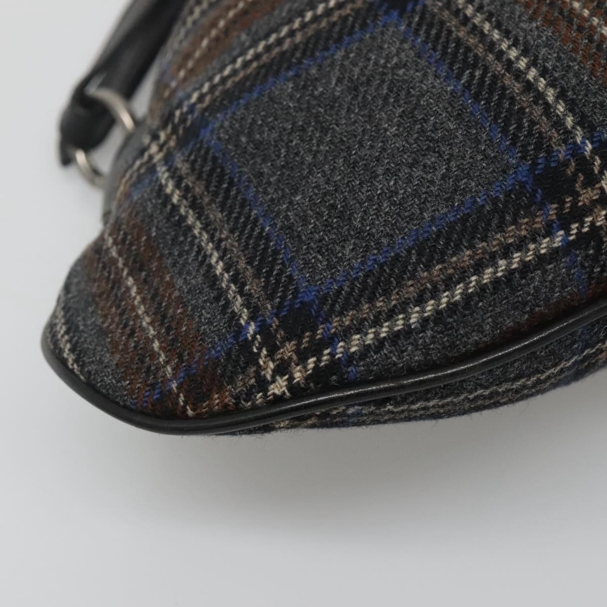 BURBERRY Nova Check Shoulder Bag Wool Navy Auth JB068