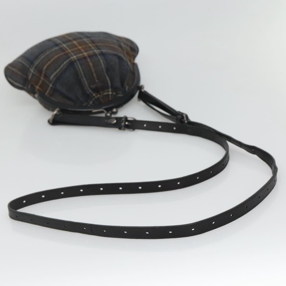 BURBERRY Nova Check Shoulder Bag Wool Navy Auth JB068