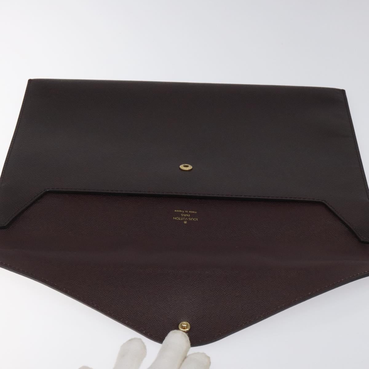 LOUIS VUITTON Taiga Document Case Clutch Bag Acajou M99087 LV Auth JB083