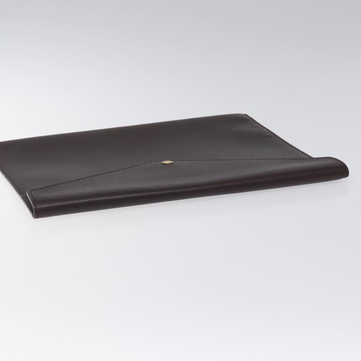 LOUIS VUITTON Taiga Document Case Clutch Bag Acajou M99087 LV Auth JB083