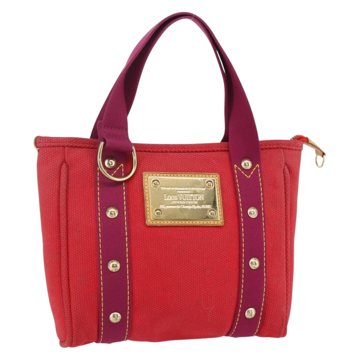 LOUIS VUITTON Antigua Kava PM Tote Bag Canvas Rouge M40037 LV Auth ka001